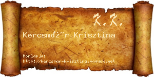 Kercsmár Krisztina névjegykártya